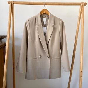 NWT H&M Solid Blazer Jacket in Beige - XS